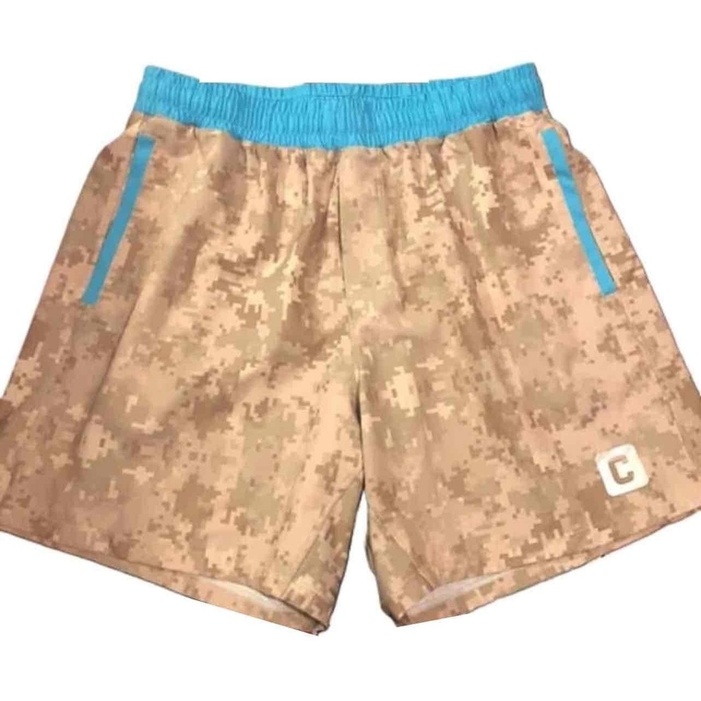Mens Digital Desert Camo Elastic Waistband Swim Shorts Size S